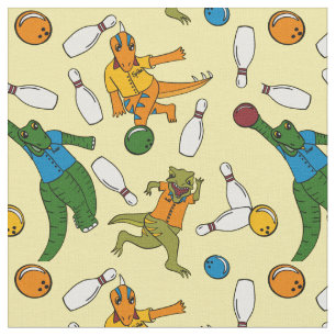 Bowling Dinosaurier Cartoon Gemustert Bowlers Stoff