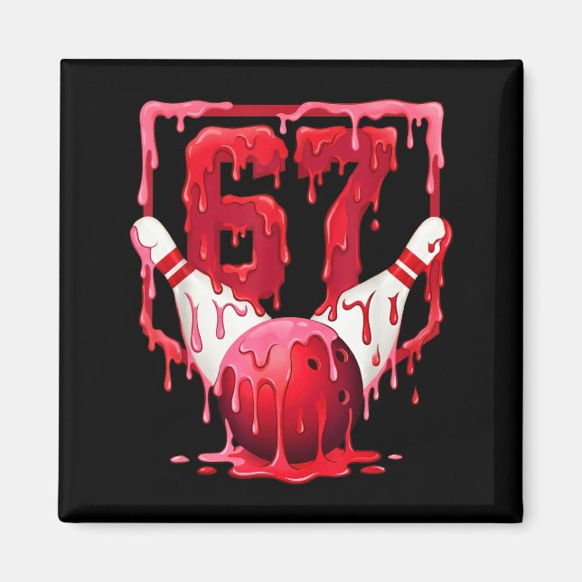 Bowling Drip Number 67 Player Or 67th Birthday Des Magnet (Vorne)