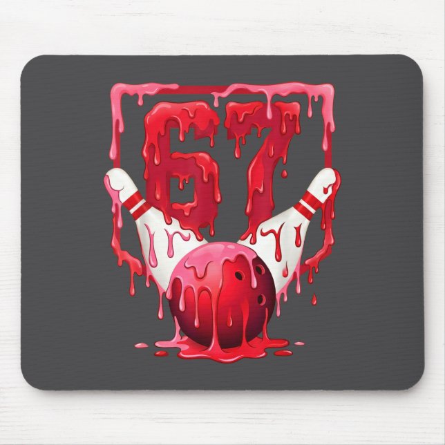 Bowling Drip Number 67 Player Or 67th Birthday Des Mousepad (Vorne)