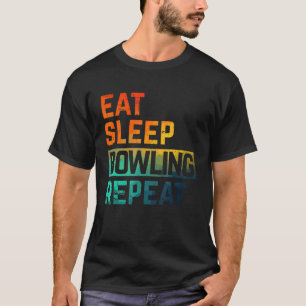 Bowling Eat Sleep Wiederholung Wasserfarbe T-Shirt