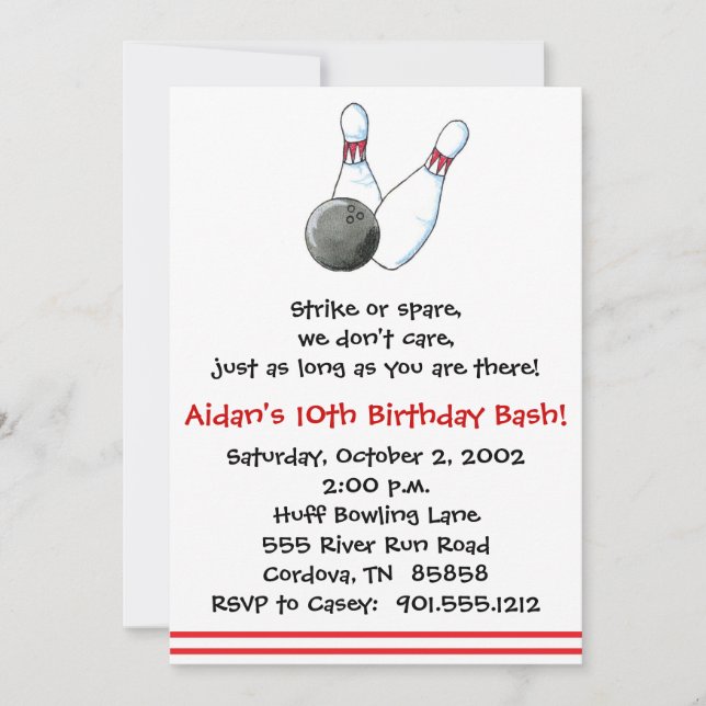 Bowling Einladung (Vorderseite)