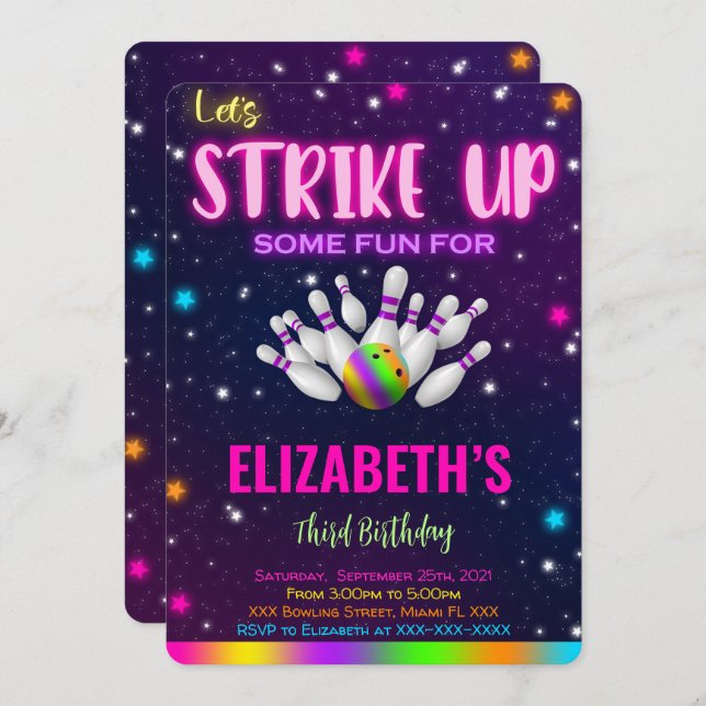 Bowling Einladung (Vorne/Hinten)