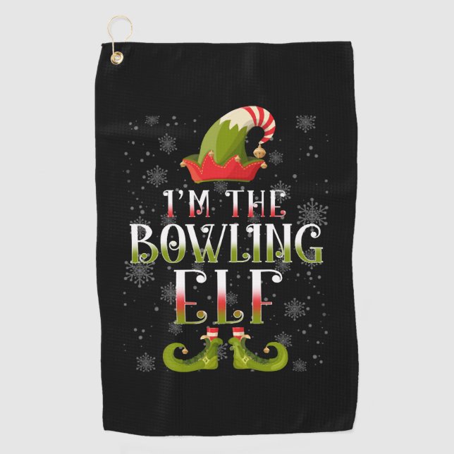Bowling Elf Christmas Golfhandtuch (Vorderseite)