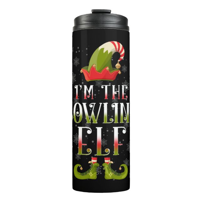 Bowling Elf Christmas Thermosbecher (Vorderseite)