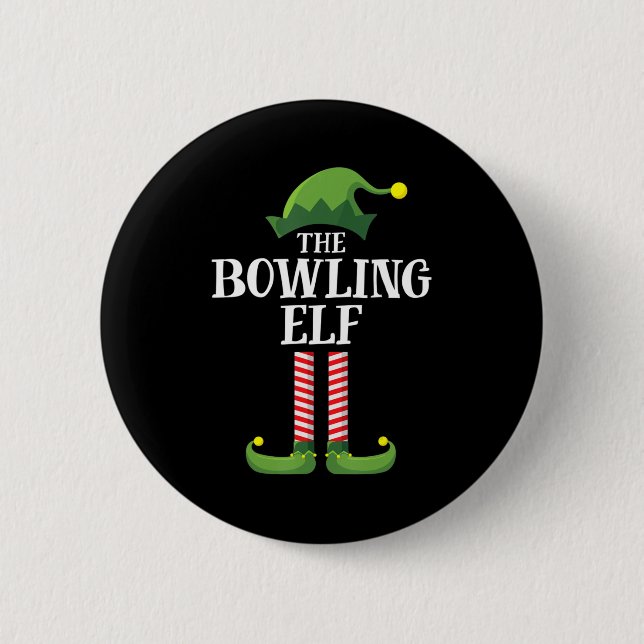 Bowling Elf Matching Family Group Weihnachts-Party Button (Vorderseite)