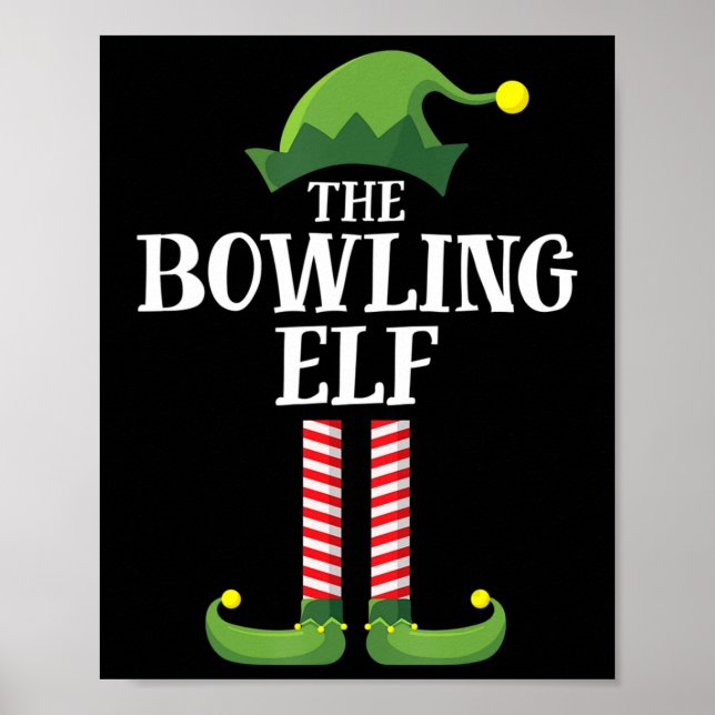 Bowling Elf Matching Family Group Weihnachts-Party Poster (Vorne)