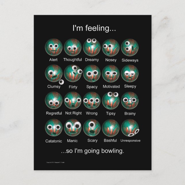Bowling Emotions Poster Postkarte (Vorderseite)