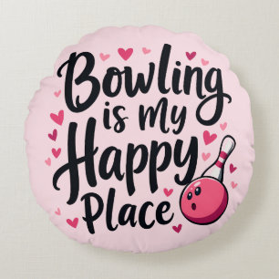 Bowling-Enthusiast Süße Retro-Ästhetik Sportdesign Rundes Kissen