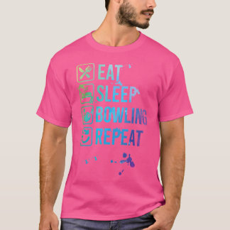 Bowling Essen Schlafen Wiederholen Wasserfarbe T-Shirt