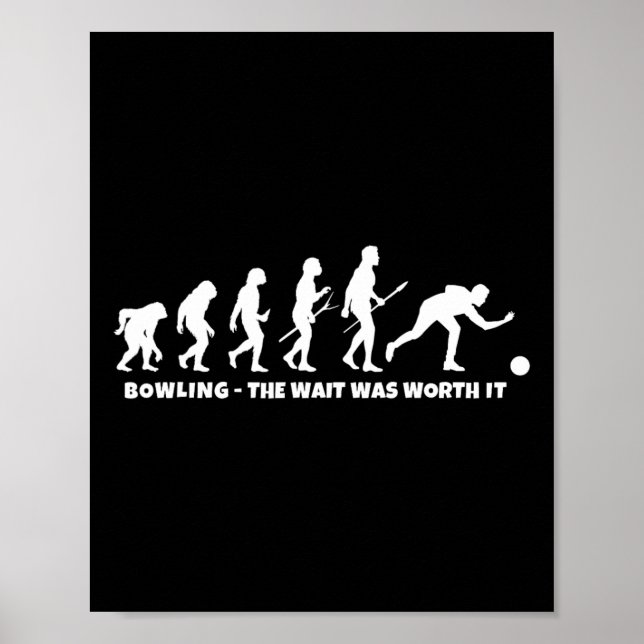 Bowling-Evolution - Lustiger Bowler und Retro-Bowl Poster (Vorne)