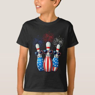 Bowling Fireworks American US Flag Sungles 4. T-Shirt