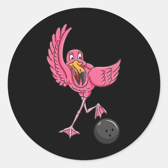 Bowling Flamingo 1 Runder Aufkleber (Vorderseite)