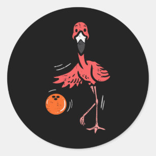 Bowling Flamingo Bowling Player Boys Girls Tod ste Runder Aufkleber