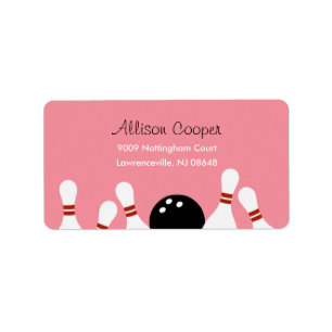 Bowling Fun Address Label (pink) Adressaufkleber