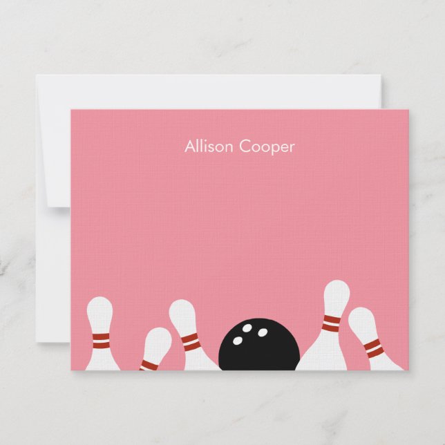 Bowling Fun Dankeschön Karte (Rosa) (Vorderseite)