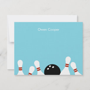 Bowling Fun Dankeschön-Karte (Türkis) Mitteilungskarte
