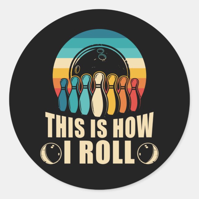 Bowling Fun Strike Lover Retro Runder Aufkleber (Vorderseite)