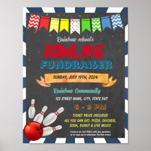 Bowling Fundraiser-Schulvorlage Poster