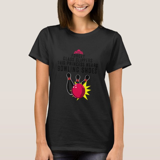 Bowling Funny Ladys Females Zehn Button T-Shirt (Vorderseite)