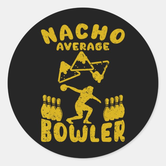 Bowling Funny Nacho Average Bowler Cinco De Mayo M Runder Aufkleber (Vorderseite)