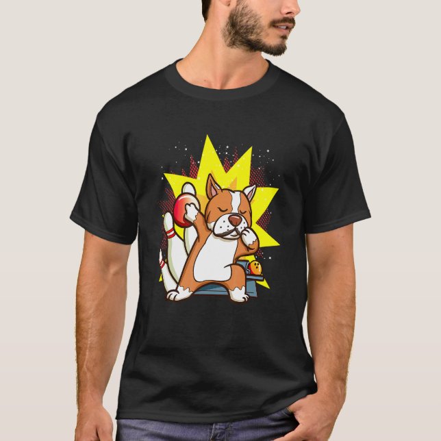 Bowling für Kinder Dabbing Pitbull Bowler T-Shirt (Vorderseite)