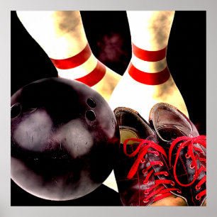 Bowling Gear Grunge Style Poster