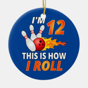 Bowling Geburtstag 12-jähriger Junge Lustiger Bowl Keramik Ornament