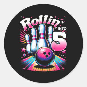 Bowling Geburtstag Rollin Into 5 Party 5. Geburtst Runder Aufkleber