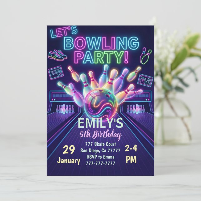 Bowling-Geburtstagseinladung - Lass etwas Spaß auf Einladung (Stehend Vorderseite)