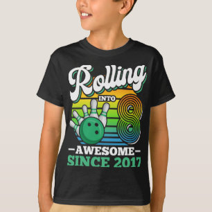 Bowling-Geburtstagsfeier rollt in 8 Jahre Junge 8t T-Shirt