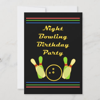 Bowling Geburtstagsparty Neon Retro Styling Einladung