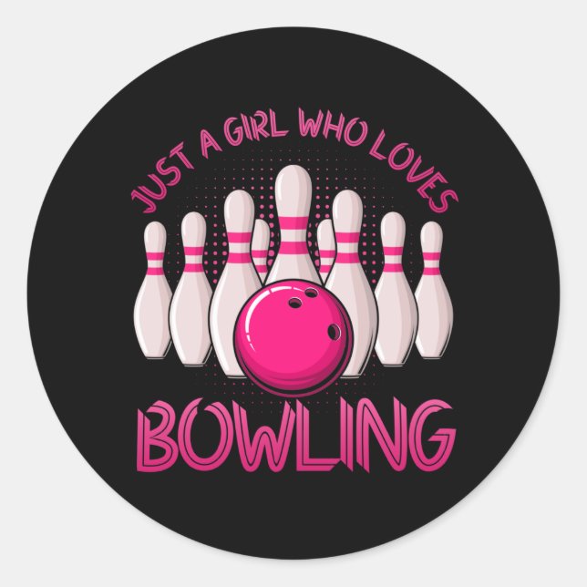 Bowling Geschenk für Mädchen Frauen Bowling Bowler Runder Aufkleber (Vorderseite)