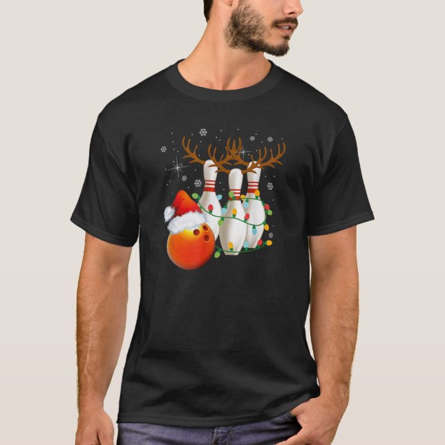 Bowling Gifts Christmas Bowling Santa Hat Christma T-Shirt (Vorderseite)