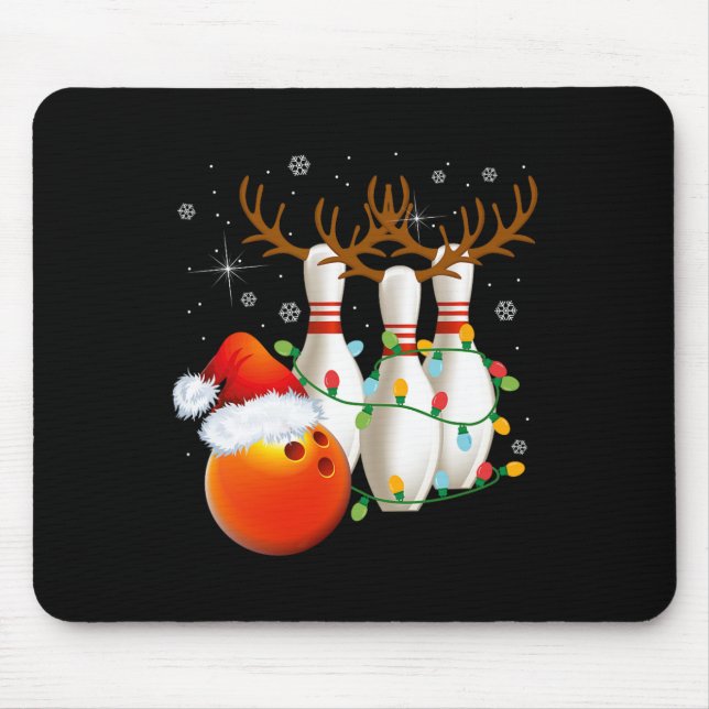 Bowling Gifts Christmas Bowling Weihnachtsmannmütz Mousepad (Vorne)
