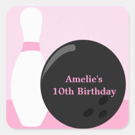 Bowling Girl Birthday Party Sticker