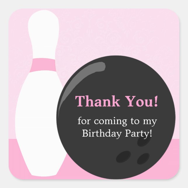 Bowling Girl Birthday Party Sticker (Vorderseite)