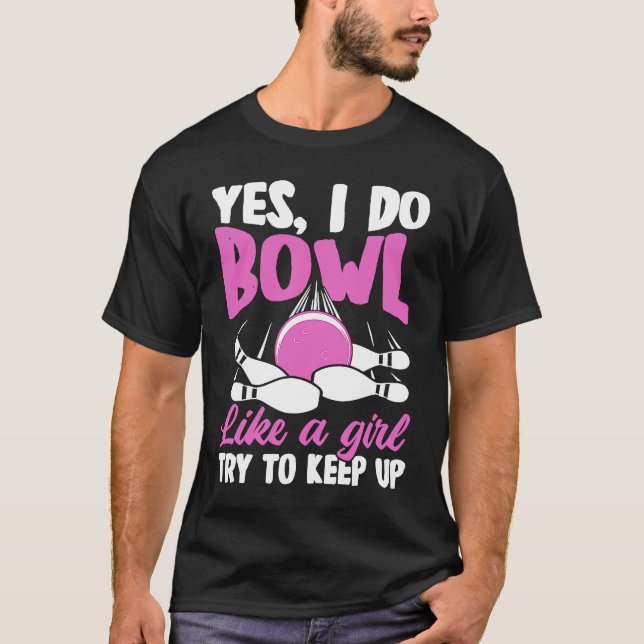 Bowling Girl Princess Button Bowler Strike Bowling T-Shirt (Vorderseite)