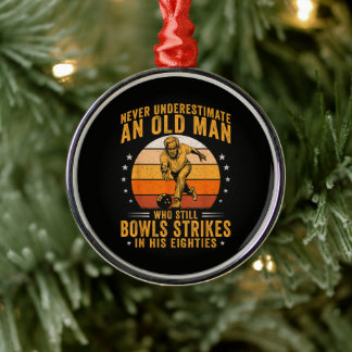 Bowling Grandpa 80th Birthday Ornament Aus Metall