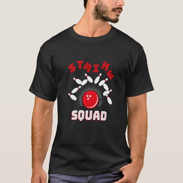 Bowling Gutter Rollin' Bowlers Squad Strike T-Shirt (Vorderseite)