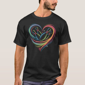 Bowling Heart Colorful Bowling Pin Lovers girls T-Shirt