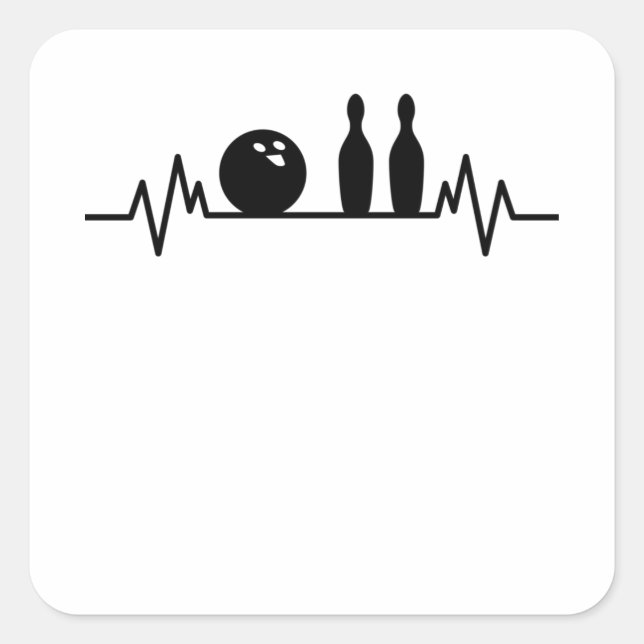 Bowling Heartbeat Bowler Buttons Bowling Player Ge Quadratischer Aufkleber (Vorderseite)