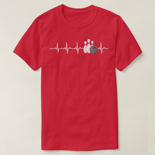 Bowling Heartbeat Funny Bowler League Team Geschen T-Shirt (Design vorne)