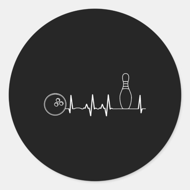 Bowling Heartbeat Graphic Funny Bowling Team Coach Runder Aufkleber (Vorderseite)