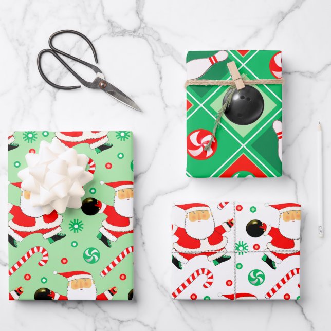 Bowling Holiday Geschenkpapier Set (Vorderseite)