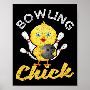 Bowling-Huhn Lustige Kegelspieler Frauen Niedliche Poster