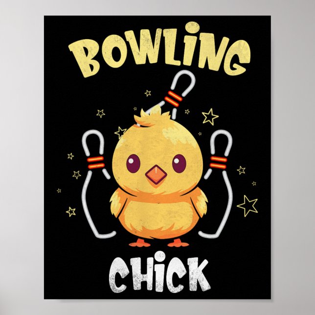 Bowling Huhn Lustiges Huhn Athlet Bowler Männer Fr Poster (Vorne)