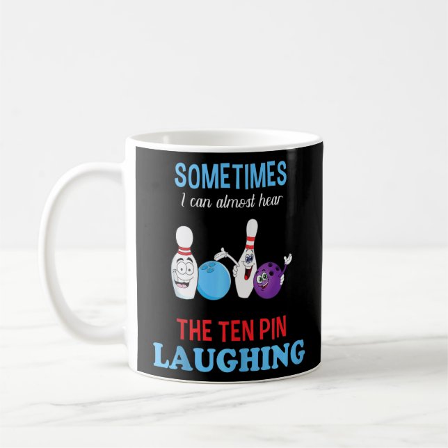 Bowling I kann zehn Button lachen Funny Bowler hör Kaffeetasse (Links)