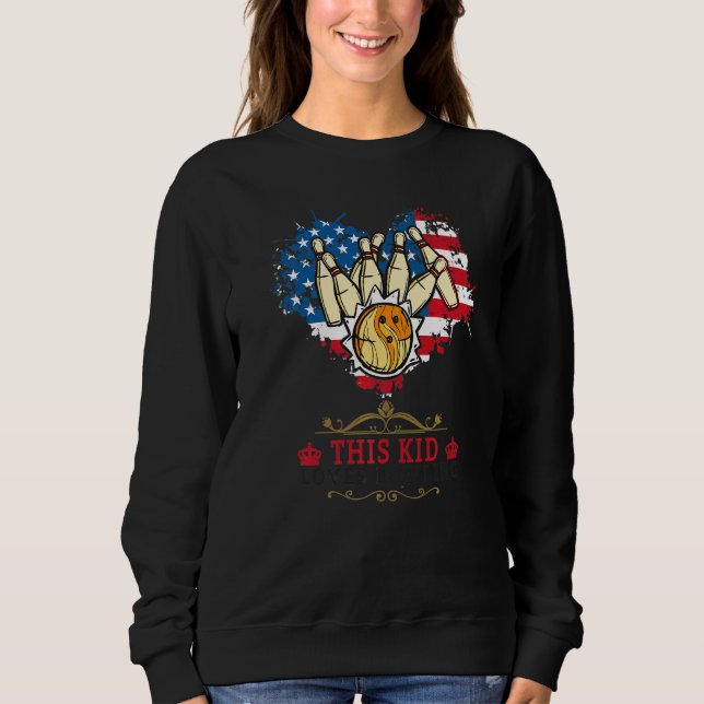 Bowling-Idee für Kinder mit American Flag Heart   Sweatshirt (Vorderseite)