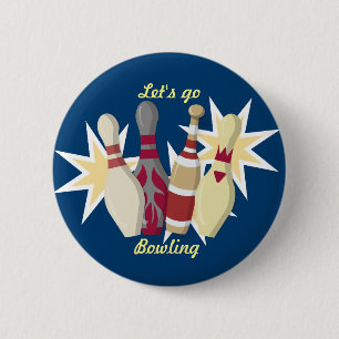 Bowling im Vintage-Stil Button