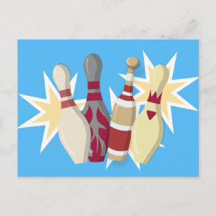 Bowling im Vintage-Stil Postkarte